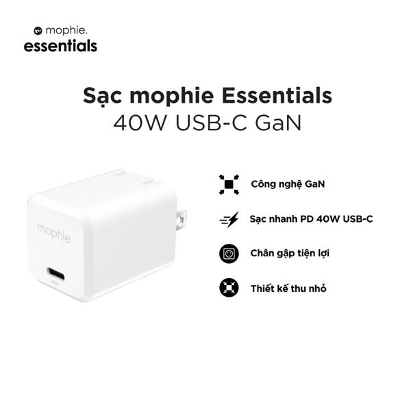 Củ Sạc Nhanh Mophie Essentials 40W 1C GaN Chính Hãng