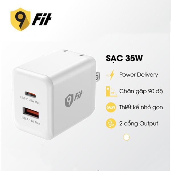 Củ Sạc Nhanh 9FIT PD 35W 1A1C GaN Chính Hãng