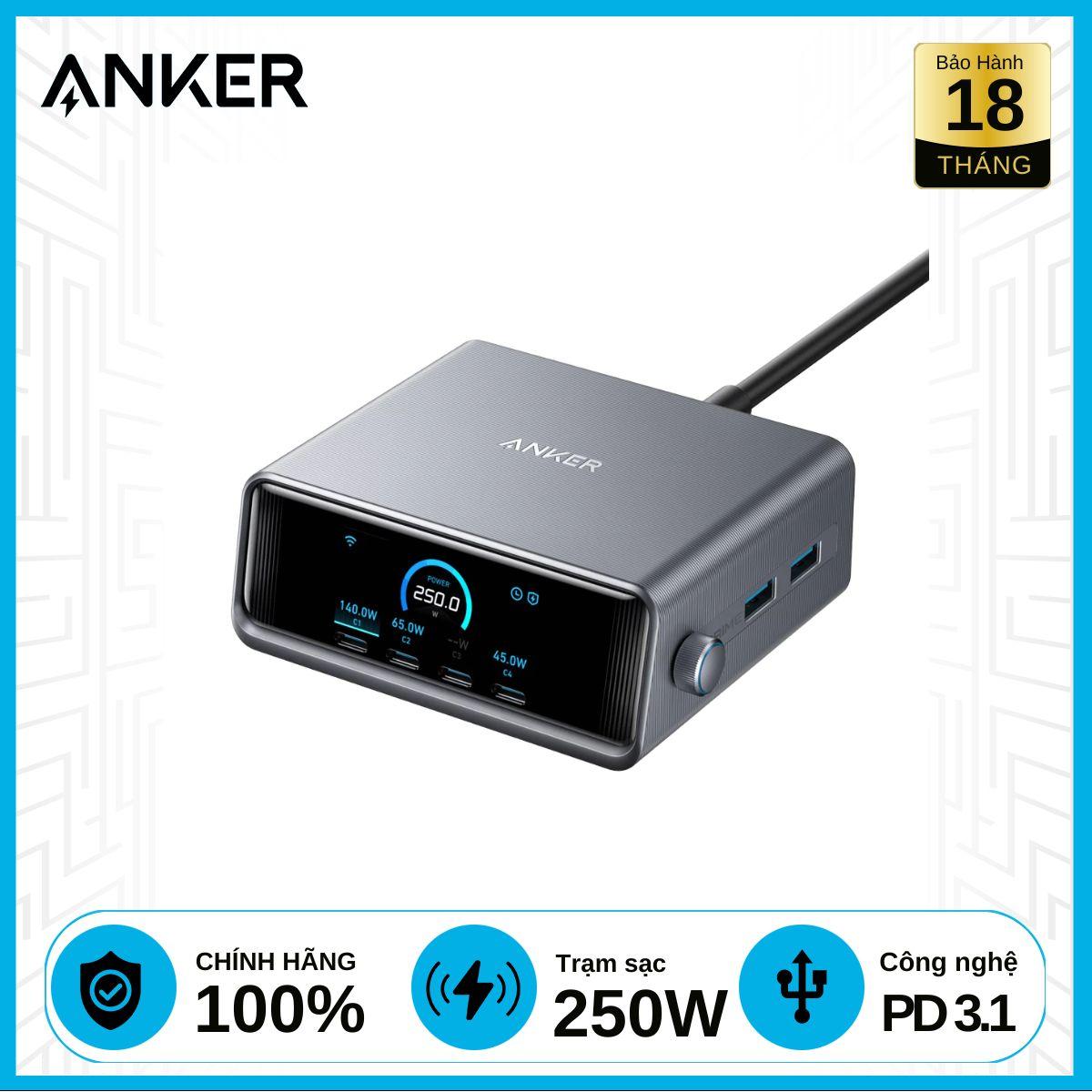 Trạm sạc Anker Prime 6 cổng A2345 4C2A 250W chính hãng