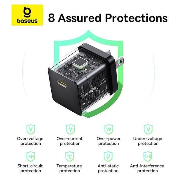 Bộ Sạc Baseus Palm 1C 20W US Kèm Cáp Sạc Chính Hãng