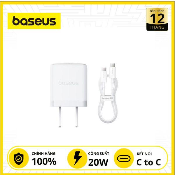 Bộ Sạc Baseus Palm 1C 20W US Kèm Cáp Sạc Chính Hãng