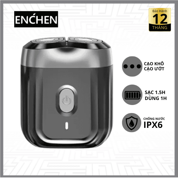 Máy cạo râu Enchen Mini 6 Lưỡi Dao Tự Mài Chống Nước IPX6 Chính Hãng