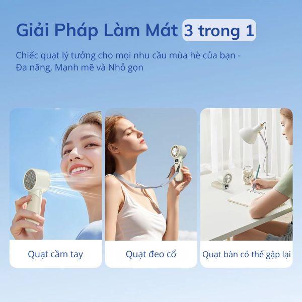 Quạt Mini Cầm Tay AOSIMAX Foldable Ice Cooling F802 3600mAh Chính Hãng 