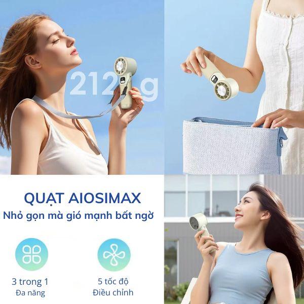 Quạt Mini Cầm Tay AOSIMAX Foldable Ice Cooling F802 3600mAh Chính Hãng 