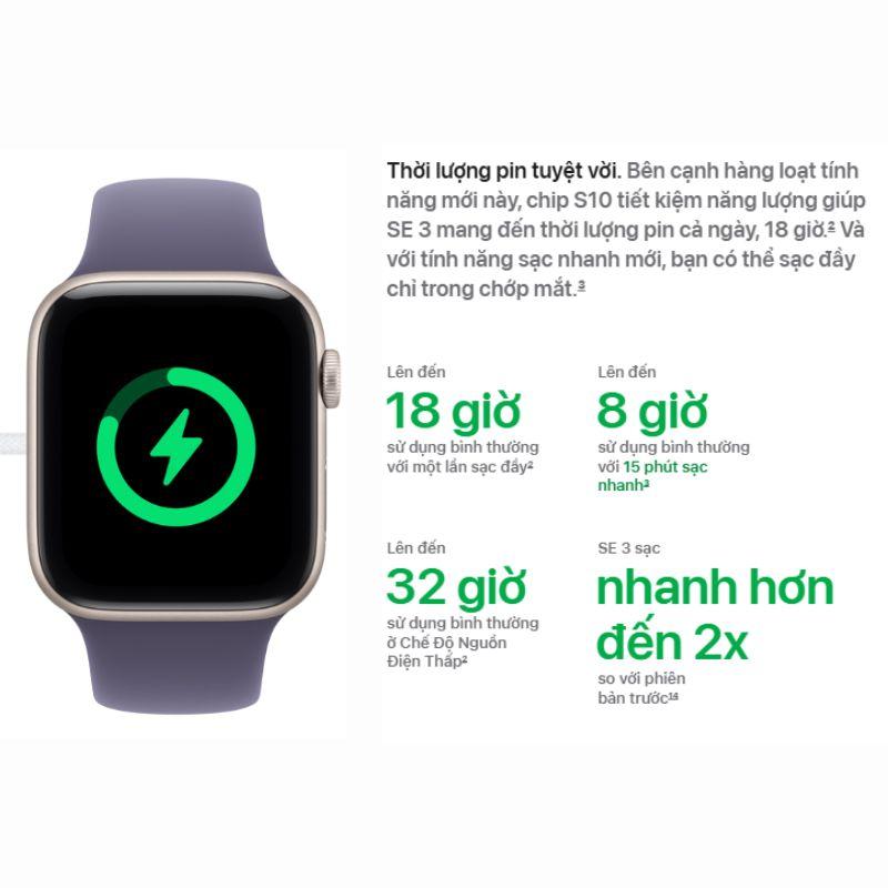 Apple Watch SE 3 44mm GPS Viền Nhôm Dây Cao Su Chính Hãng Apple Việt Nam