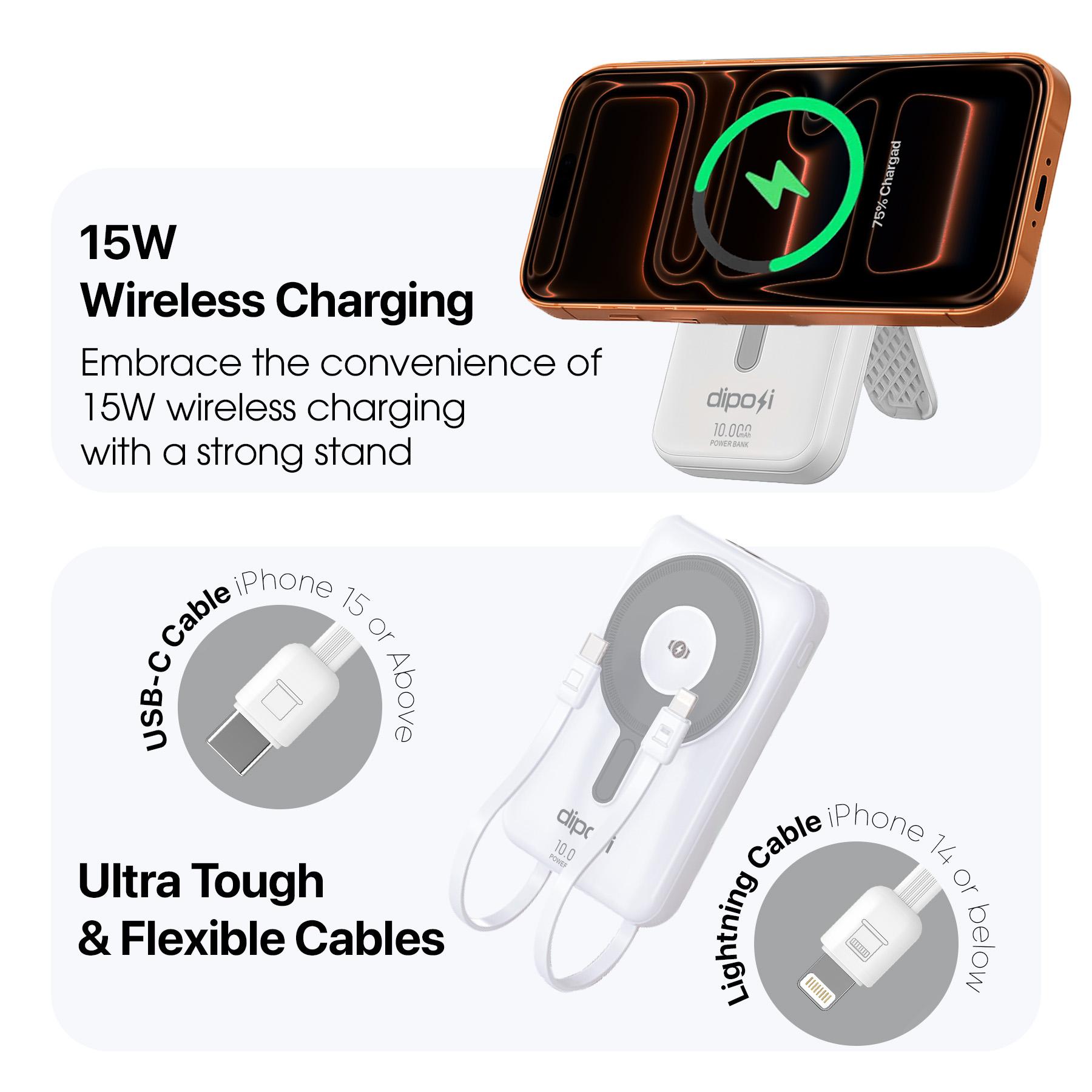 Pin Sạc Dự Phòng DIPOSI DiPow Magnetic 5 trong 1 Digital Display 10000mAh Sạc Nhanh 22.5W PGK-02 Chính Hãng