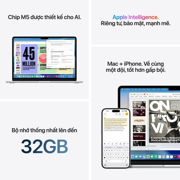 MacBook Air M5 13 Inch 10 CPU 8 GPU (16GB/512GB) | Chính Hãng Apple Việt Nam