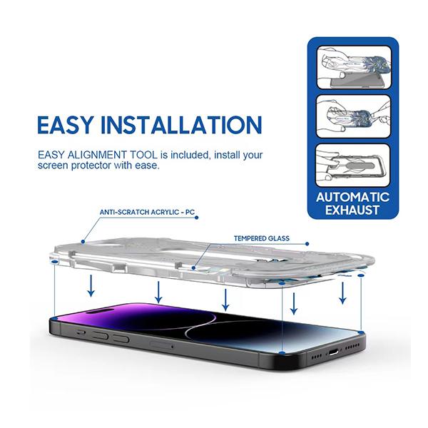 Miếng Dán Cường Lực LITO D+ ESD Trong Suốt Kèm Khung Trợ Dán Cho iPhone