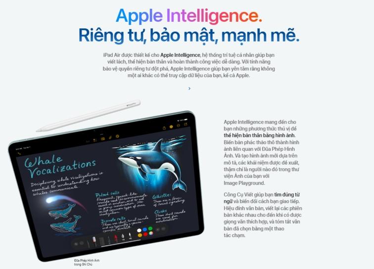 Apple Intelligence trên ipad air m3