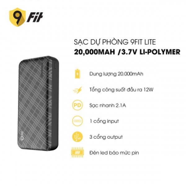 Pin Sạc Dự Phòng 9Fit Lite 20.000mAh 12W Chính Hãng