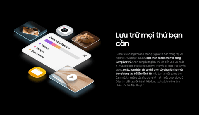 Không gian lưu trữ lớn cho mọi nhu cầu