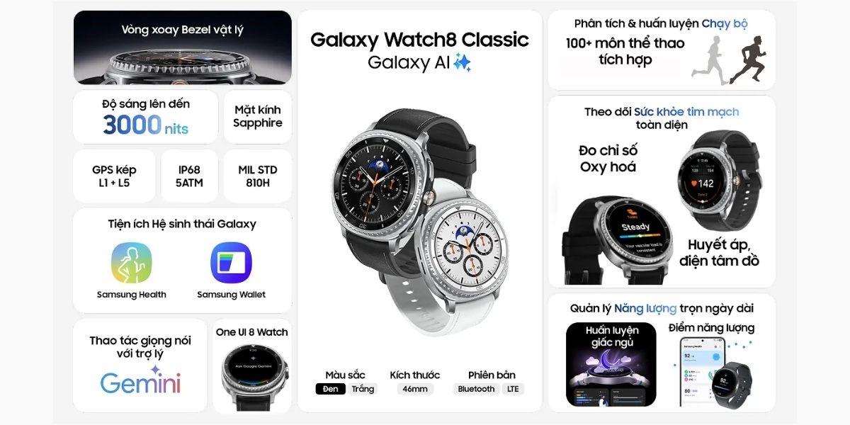 Samsung Galaxy Watch 8 Classic BT 46mm Chính Hãng - BHĐT