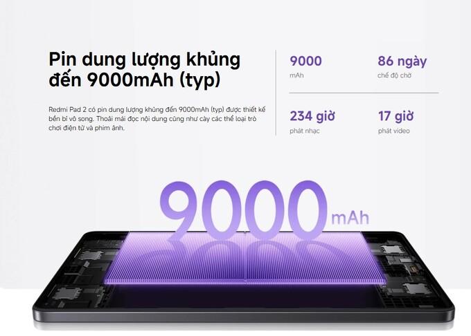 Pin dung lượng khủng 9000mAh