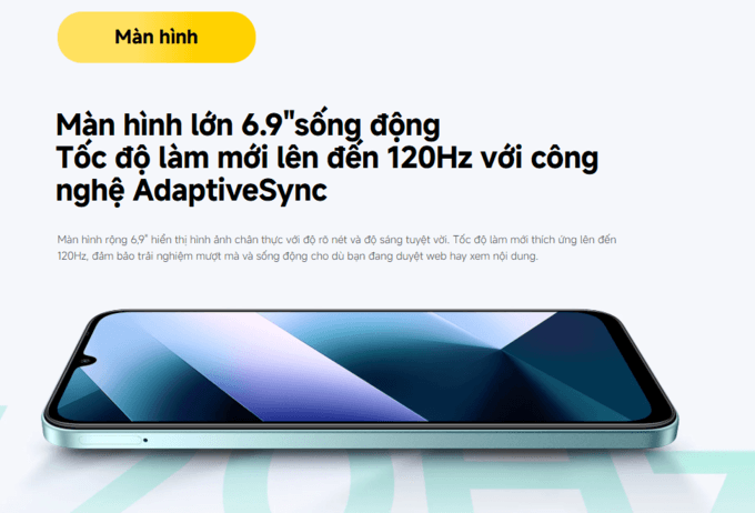 Màn hình lớn 6.9"