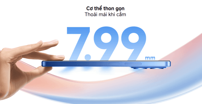 Mỏng nhẹ chỉ 7,99mm