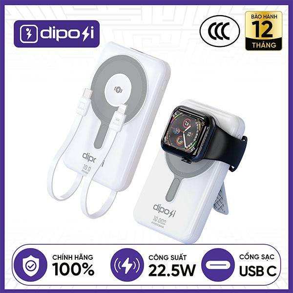 Pin Sạc Dự Phòng DIPOSI DiPow Magnetic 5 trong 1 Digital Display 10000mAh Sạc Nhanh 22.5W PGK-02 Chính Hãng