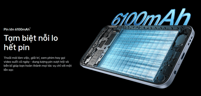 Pin lớn 6100mAh