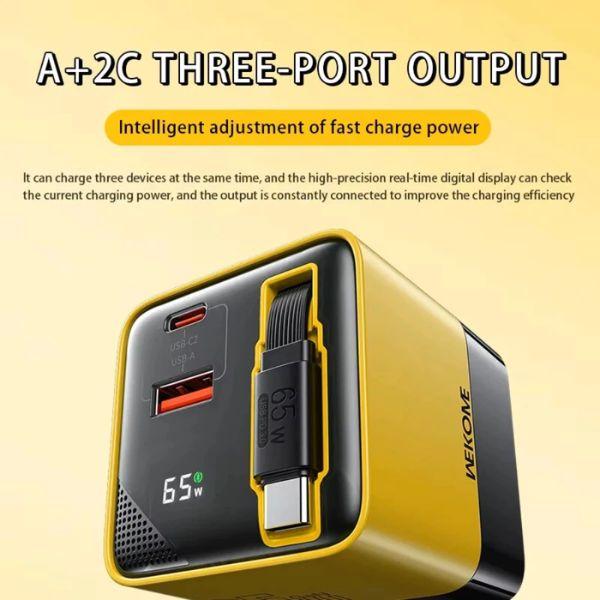 Bộ Sạc Kèm Cáp Dây Rút WEKOME WP-U39 GaN 65W Type-C 1A1C
