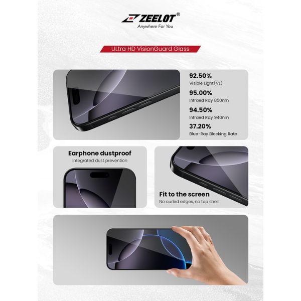 Miếng Dán Cường Lực ZEELOT Kèm Khung Trợ Dán iPhone